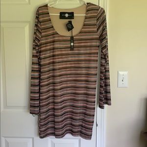 striped long sleeve dress